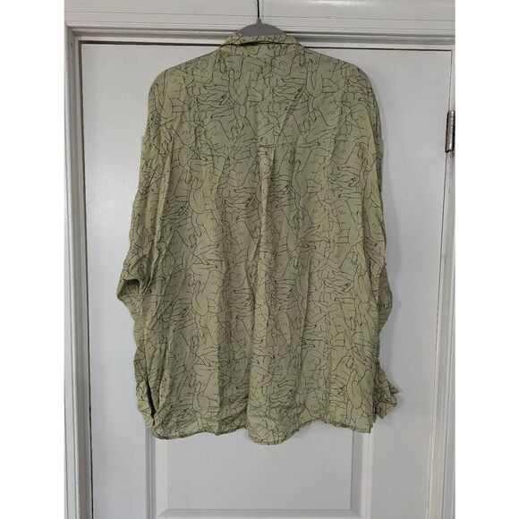 OhSevenDays Monday Marwa Illustrated Vegan Silk Boxy Blouse women's sage green - Picture 9 of 9